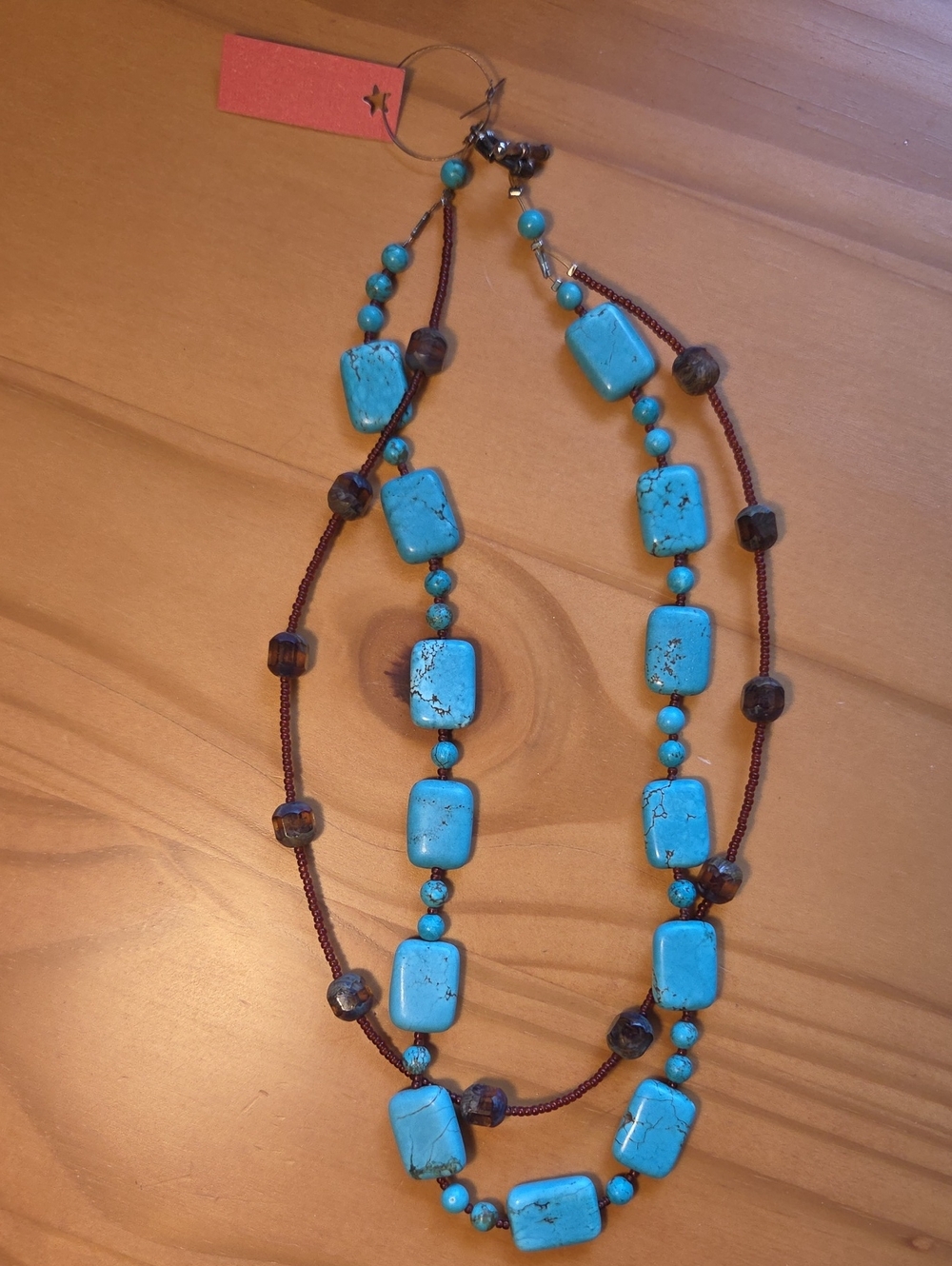 Turquoise Beaded Double-Strand Necklace - Women Jewelry